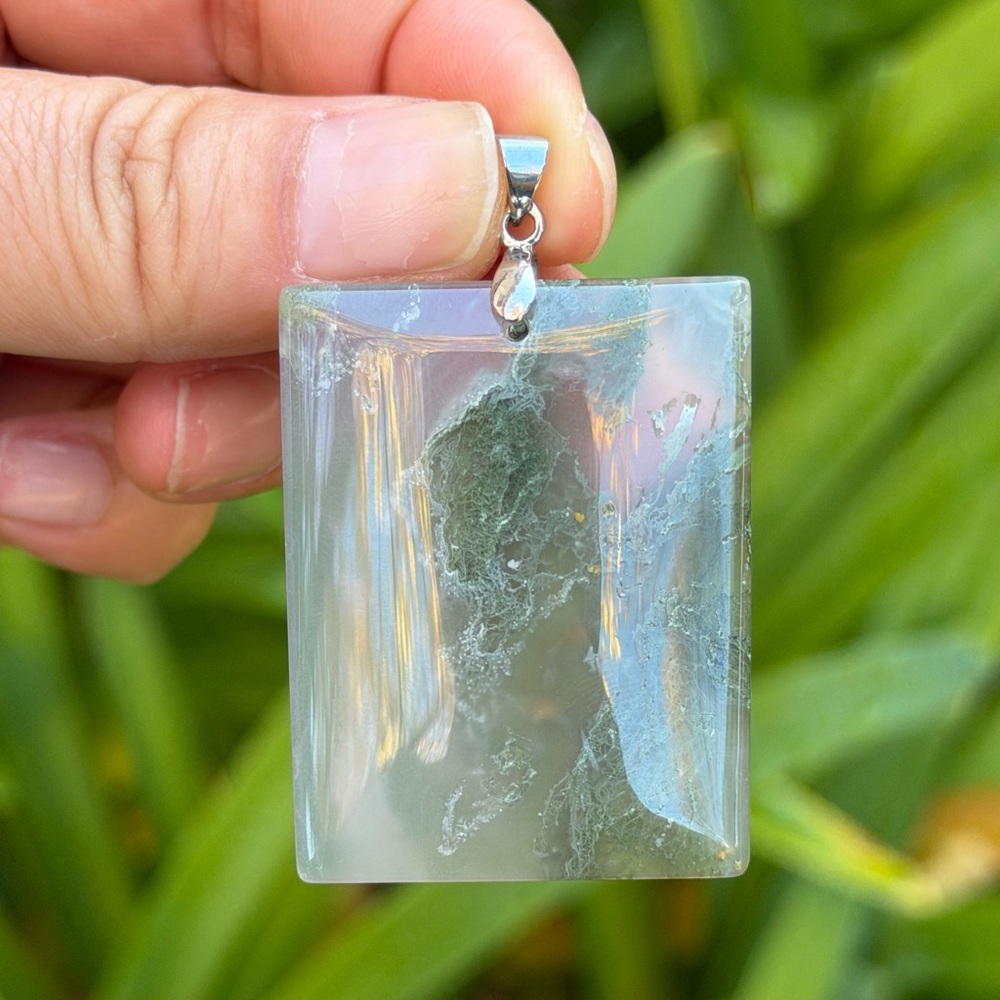 Sterling Silver 925 Stamped Rectangular Transluce… - image 6